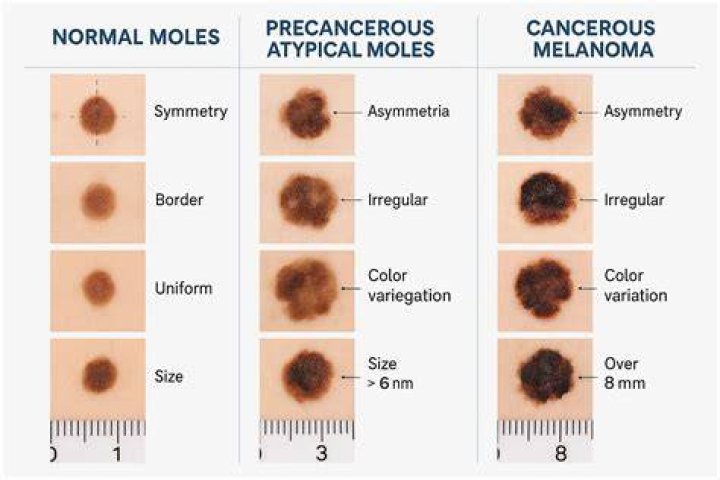 How can you tell if a mole is cancerous?