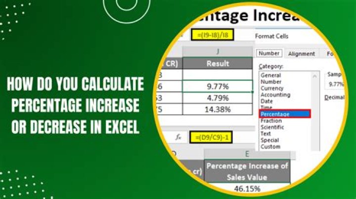 How do you calculate percentage increase and decrease in Excel?