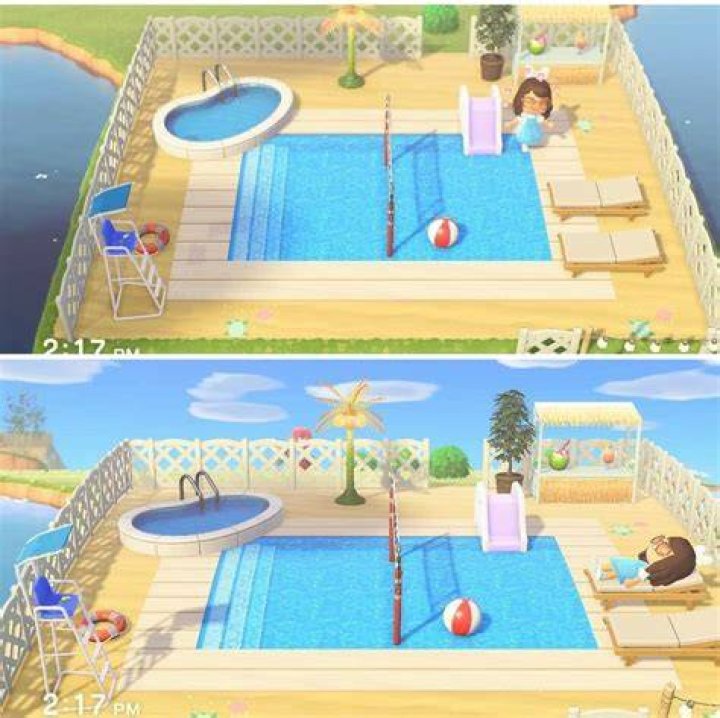 How do you sit in a pool ACNH?