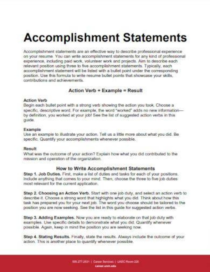 How do you write a good accomplishment statement on a resume?