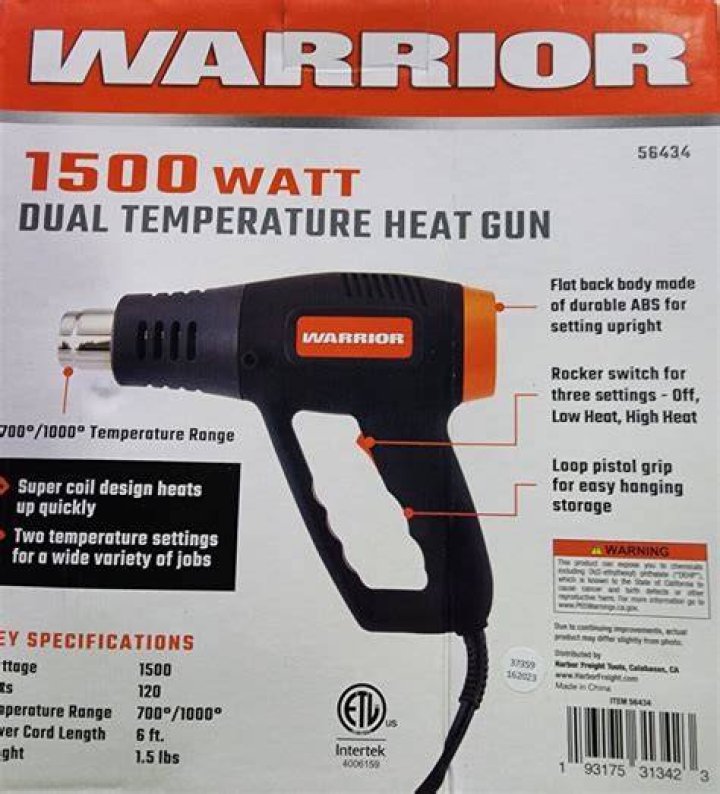How hot is a 1500 Watt heat gun?