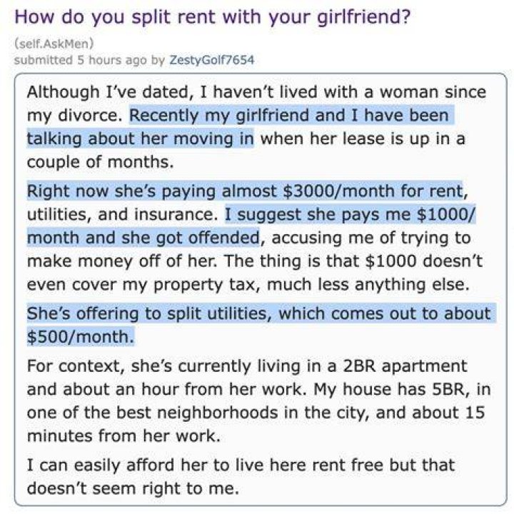 Should you split rent with girlfriend?