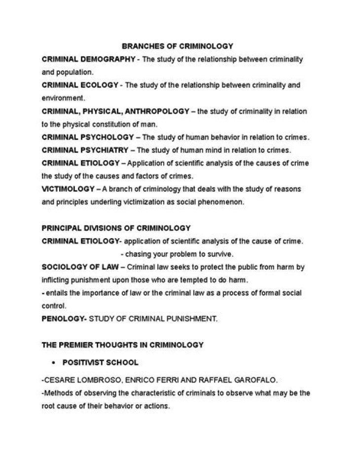 What are the 3 branches of criminology?