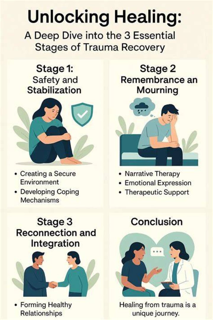 What are the three stages of trauma?