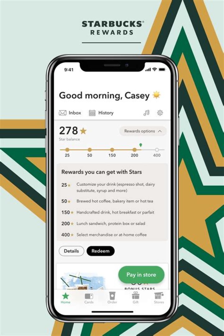 What can 50 stars get you at Starbucks?