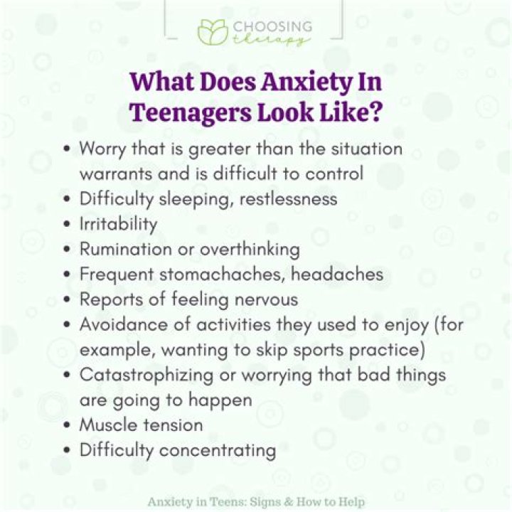 What does anxiety look like in a teenager?