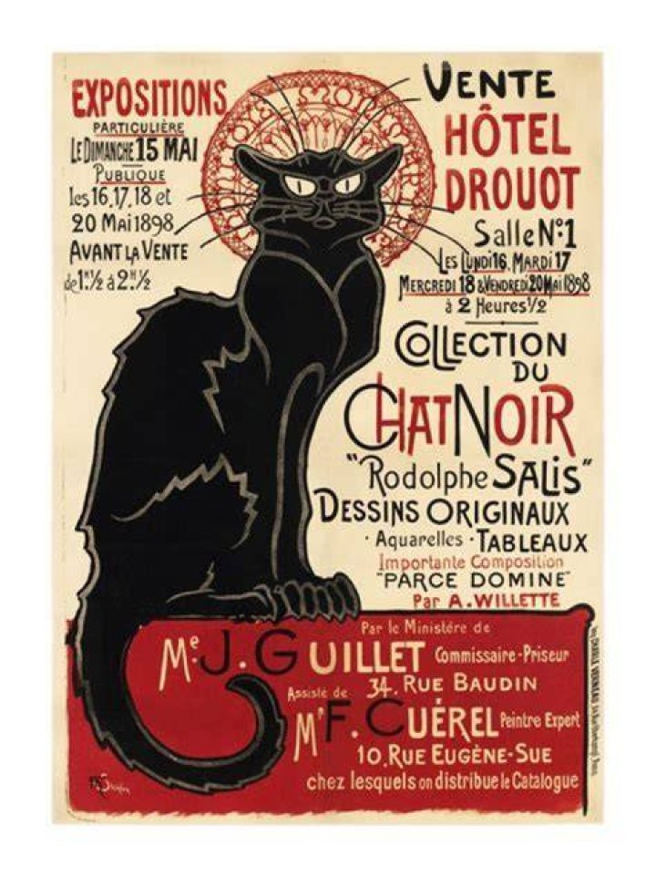 What does the Chat Noir poster say?