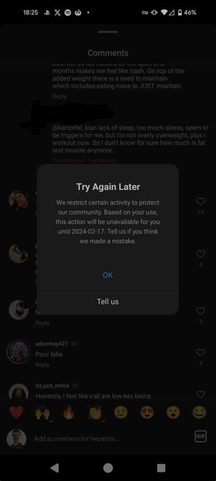 What happens when you get a 24 hour ban on Facebook?