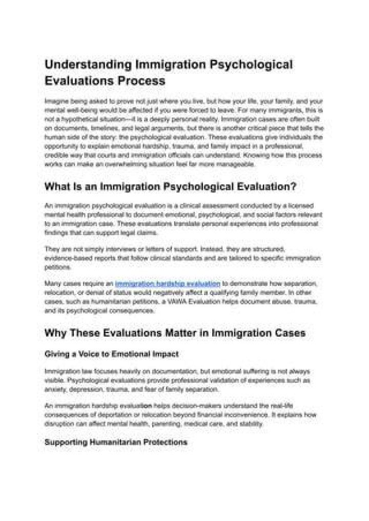 What is an immigration psychological evaluation?