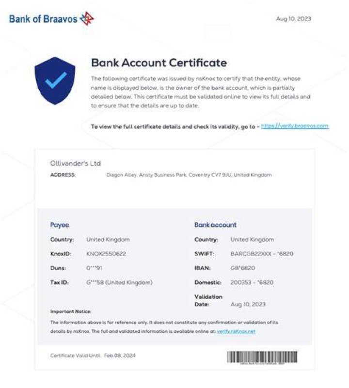 What is proof of bank account?
