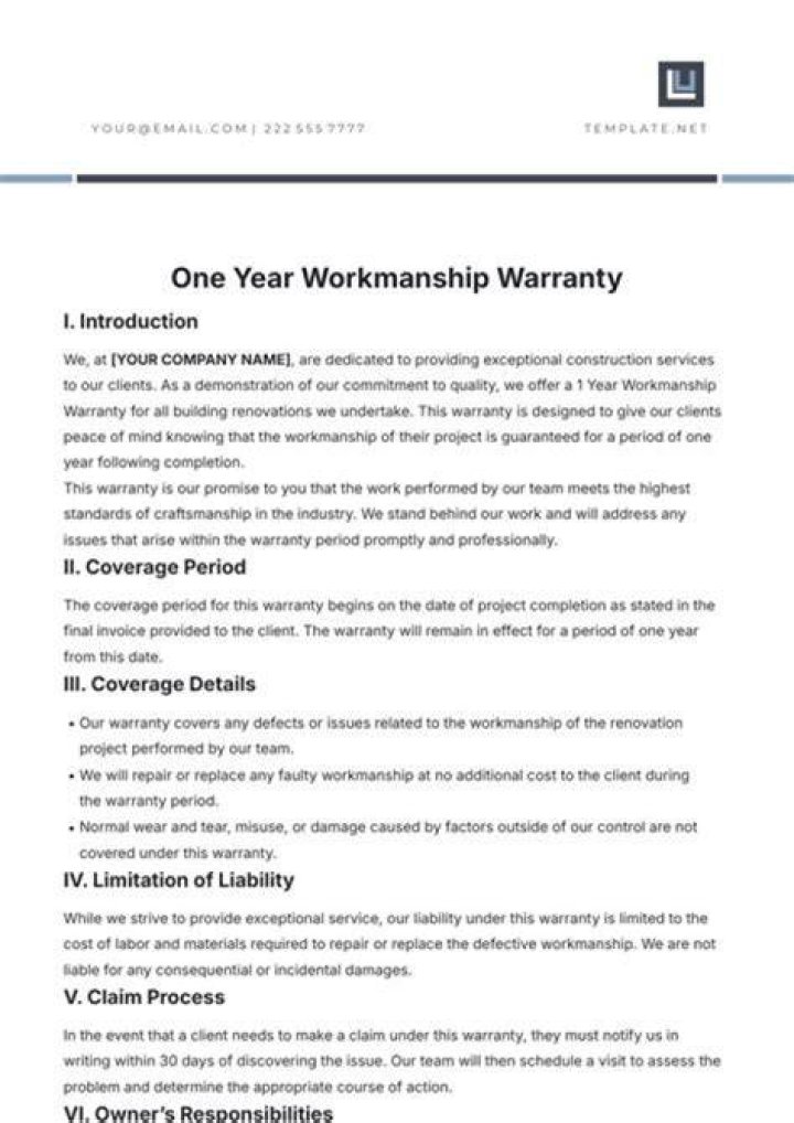 What is workmanship guarantee?