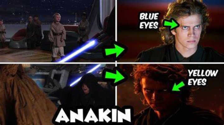 Why does Anakin's eyes turn yellow?